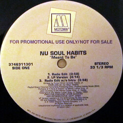 Nu Soul Habits Meant To Be USED VINYL 12INCH 33 S RPM PROMO