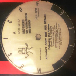 Brothers On Organised Missions Delivering Tha Answer USED VINYL 12INCH 33 S RPM PROMO