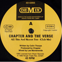 Chapter And The Verse All This And Heaven Too USED VINYL 12INCH 45 RPM