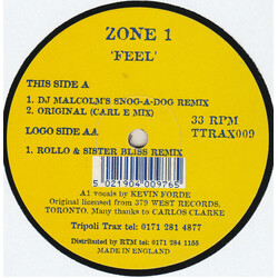 Zone 1 (3) Feel USED VINYL 12INCH 33 S RPM