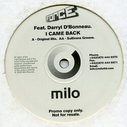 Force (7) / Darryl D'Bonneau I Came Back USED VINYL 12INCH PROMO
