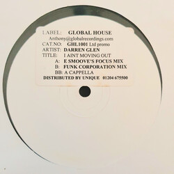 Darren Glen I Ain't Movin' Out USED VINYL 12INCH WHITE LABEL