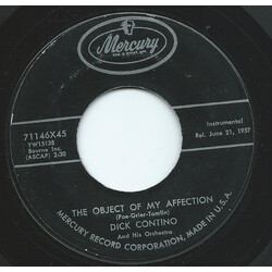 Dick Contino The Object Of My Affection / By The Bend Of The River USED VINYL 7INCH 45 RPM SINGLE MONO