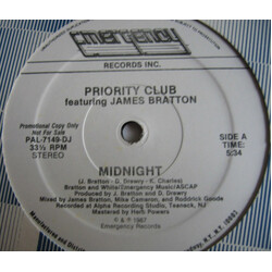 Priority Club / James Bratton Midnight USED VINYL 12INCH 33 S RPM PROMO STEREO