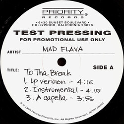 Mad Flava To Tha Break / Gotz Ta Flow To This USED VINYL 12INCH TEST PRESSING PROMO