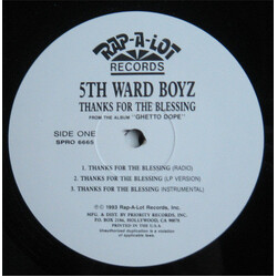 5th Ward Boyz Thanks For The Blessing / 5th Of Ghetto USED VINYL 12INCH 33 S RPM PROMO