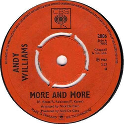 Andy Williams More And More USED VINYL 7INCH SINGLE