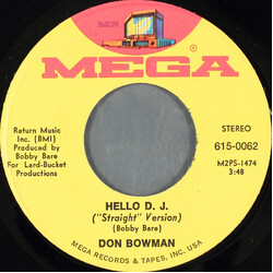 Don Bowman Hello D. J. USED VINYL 7INCH 45 RPM STEREO