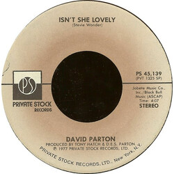 David Parton Isn't She Lovely / Love And Peace Of Mind USED VINYL 7INCH 45 RPM