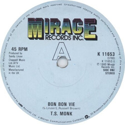 T.S. Monk Bon Bon Vie USED VINYL 7INCH 45 RPM SINGLE STEREO