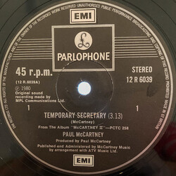 Paul McCartney Temporary Secretary USED VINYL 12INCH 45 RPM STEREO