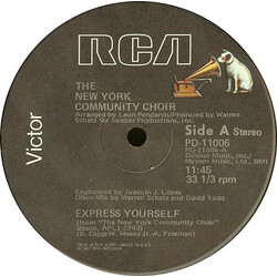 The New York Community Choir Express Yourself / Have A Good Time USED VINYL 12INCH 33 S RPM