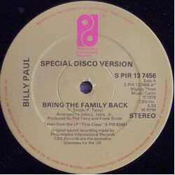 Billy Paul Bring The Family Back USED VINYL 12INCH SINGLE