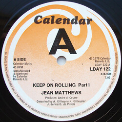 Jean Mathew Keep On Rolling USED VINYL 12INCH 45 RPM