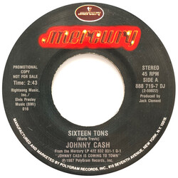 Johnny Cash Sixteen Tons USED VINYL 7INCH 45 RPM SINGLE PROMO