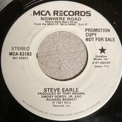Steve Earle Nowhere Road USED VINYL 7INCH 45 RPM PROMO STEREO