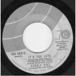 Carole King It's Too Late / I Feel The Earth Move USED VINYL 7INCH 45 RPM SINGLE STYRENE