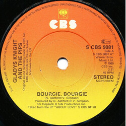 Gladys Knight And The Pips Bourgie, Bourgie USED VINYL 7INCH 45 RPM SINGLE