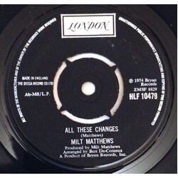 Milt Matthews All These Changes USED VINYL 7INCH 45 RPM