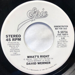 David Werner What's Right USED VINYL 7INCH 45 RPM SINGLE PROMO STEREO