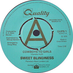 Sweet Blindness Cowboys To Girls USED VINYL 7INCH 45 RPM SINGLE PROMO
