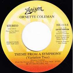 Ornette Coleman Theme From A Symphony USED VINYL 7INCH 45 RPM PROMO
