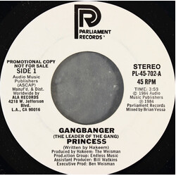 Princess (56) Gangbanger (The Leader Of The Gang) USED VINYL 7INCH 45 RPM PROMO STEREO