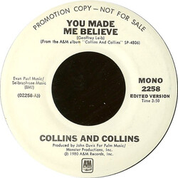 Collins & Collins You Made Me Believe USED VINYL 7INCH 45 RPM PROMO STEREO MONO
