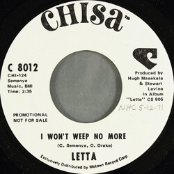 Letta Mbulu I Won't Weep No More / You Touched Me USED VINYL 45 RPM 7INCH PROMO