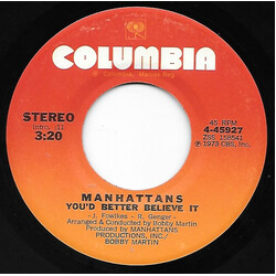 Manhattans You'd Better Believe It / Soul Train USED VINYL 7INCH 45 RPM SINGLE