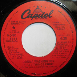 Donna Washington First Things First USED VINYL 7INCH 45 RPM SINGLE PROMO