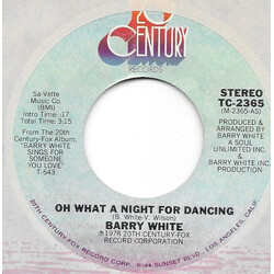 Barry White Oh What A Night For Dancing USED VINYL 7INCH SINGLE 45 RPM