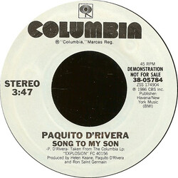 Paquito D'Rivera Song To My Son USED VINYL 7INCH 45 RPM PROMO STYRENE