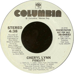 Cheryl Lynn Fidelity USED VINYL 7INCH 45 RPM PROMO STYRENE STEREO