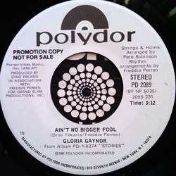 Gloria Gaynor Ain't No Bigger Fool USED VINYL 7INCH 45 RPM PROMO