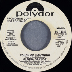 Gloria Gaynor Touch Of Lightning USED VINYL 7INCH 45 RPM PROMO STYRENE STEREO MONO