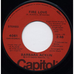 Barbara Acklin Fire Love / Give Me Some Of Your Sweet Love USED VINYL 7INCH 45 RPM