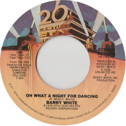 Barry White Oh What A Night For Dancing USED VINYL 7INCH 45 RPM SINGLE STYRENE STEREO