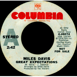 Miles Davis Great Expectations / Go Ahead John USED VINYL 7INCH 45 RPM PROMO STEREO