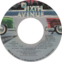 Baby Washington Either You Love Me Or Leave Me USED VINYL 7INCH 45 RPM SINGLE PROMO