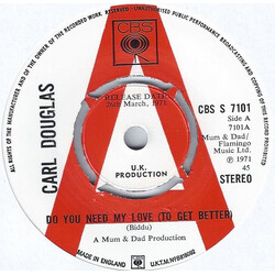 Carl Douglas Do You Need My Love (To Get Better) USED VINYL 7INCH 45 RPM SINGLE PROMO
