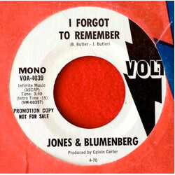 Jones & Blumenberg I Forgot To Remember / I Forgot To Remember USED VINYL 7INCH PROMO