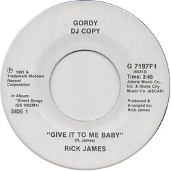Rick James Give It To Me Baby USED VINYL 7INCH 45 RPM SINGLE PROMO