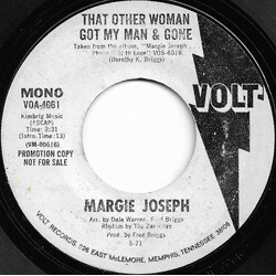 Margie Joseph That Other Woman Got My Man & Gone USED VINYL 7INCH 45 RPM PROMO