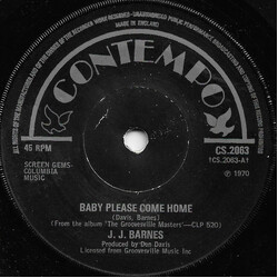 J. J. Barnes Baby Please Come Home / Cloudy Days USED VINYL 7INCH 45 RPM REISSUE