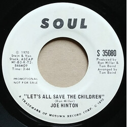 Joe Hinton Let's All Save The Children USED VINYL 7INCH 45 RPM PROMO