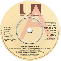 Barbara Pennington Midnight Ride USED VINYL 7INCH 45 RPM SINGLE PROMO