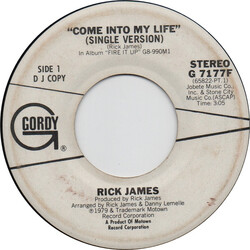 Rick James Come Into My Life (Single Version) /  Come Into My Life (Album Version) USED VINYL 7INCH 45 RPM SINGLE PROMO