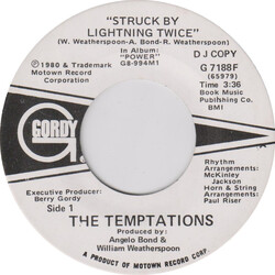 The Temptations Struck By Lightning Twice USED VINYL 7INCH 45 RPM SINGLE PROMO