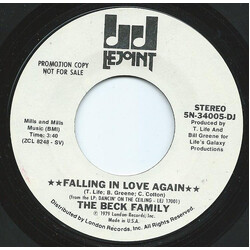 The Beck Family Falling In Love Again USED VINYL 7INCH 45 RPM SINGLE PROMO STEREO